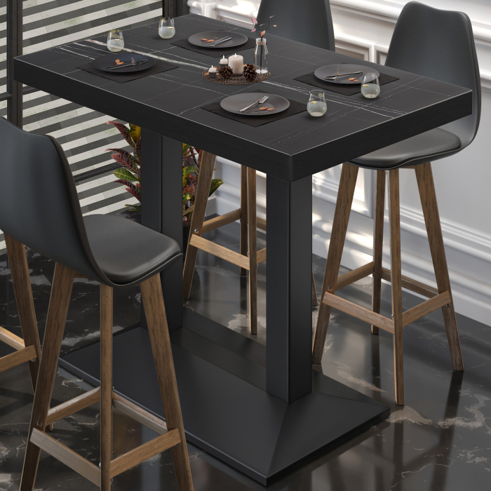 BPA | Bistro Stehtisch | 110 x 60 x 114 cm | Svart kant | Rektangulær | Svart marmor / svart BPA | Bistro Stehtisch | 110 x 60 x 114 cm | Svart kant | Rektangulær | Svart marmor / svart