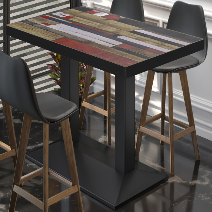 BPA | Bistro Stehbord | 110 x 60 x 114 cm | Svart kant | Firkantet | Vintage Fargerik / Svart
