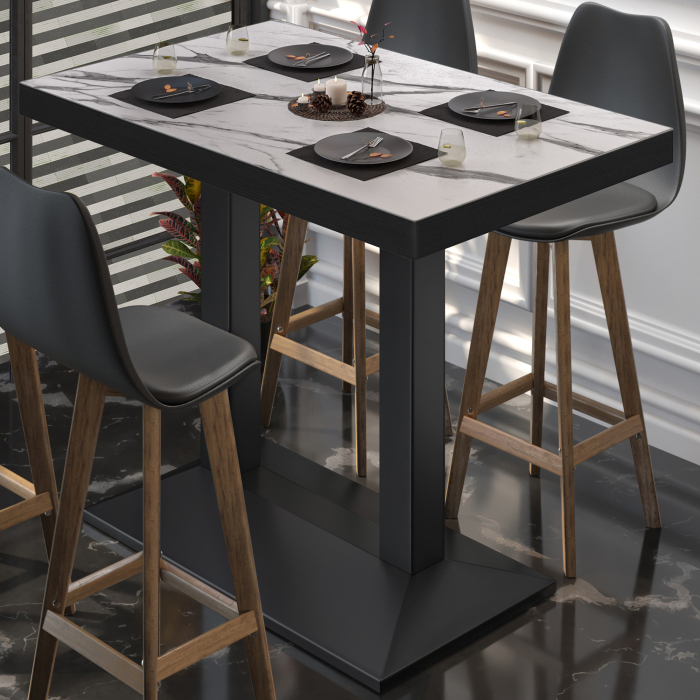 BPA | Tavolo da bistrò | 120 x 70 x 114 cm | Bordo nero | Rettangolare | Marmo bianco / Nero BPA | Tavolo da bistrò | 120 x 70 x 114 cm | Bordo nero | Rettangolare | Marmo bianco / Nero