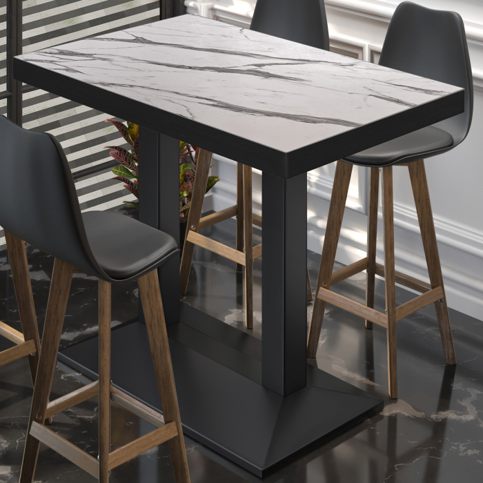 BPA | Tavolo da bistrò | 120 x 70 x 114 cm | Bordo nero | Rettangolare | Marmo bianco / Nero BPA | Tavolo da bistrò | 120 x 70 x 114 cm | Bordo nero | Rettangolare | Marmo bianco / Nero