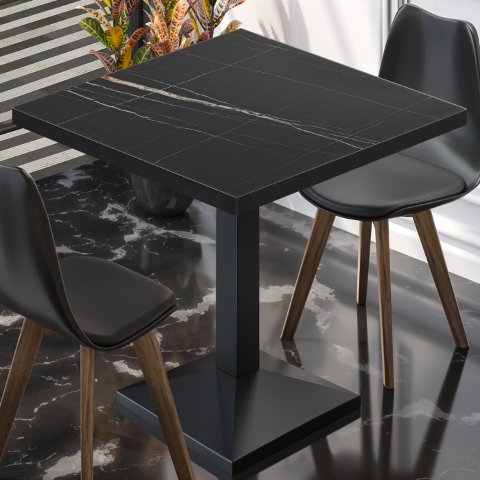 BPA | Bistrobord | Firkantet | 70 x 70 x 78,5 cm | Svart marmor/svart