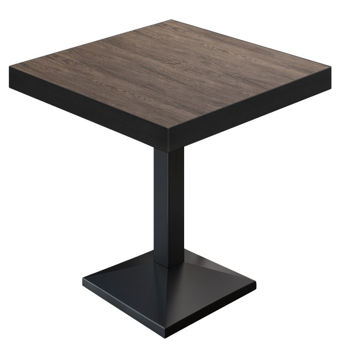 BPA | Bistro Tisch | Quadratisch | Schwarzer Rand | 70 x 70 x 81 cm | Light Wenge / Schwarz