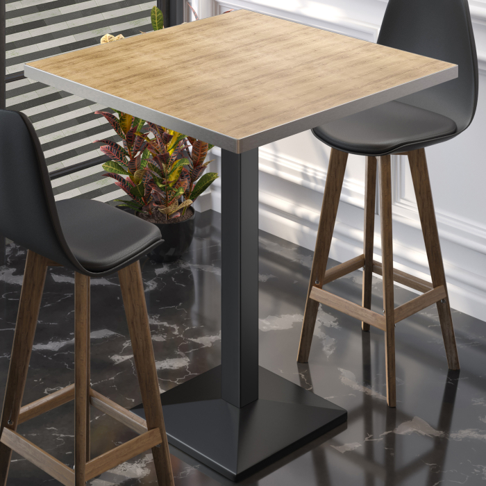 BPA | Stół bistro | 70 x 70 x 112 cm | Stal nierdzewna brzeg | Kwadratowy | Dąb / Czarny BPA | Stół bistro | 70 x 70 x 112 cm | Stal nierdzewna brzeg | Kwadratowy | Dąb / Czarny