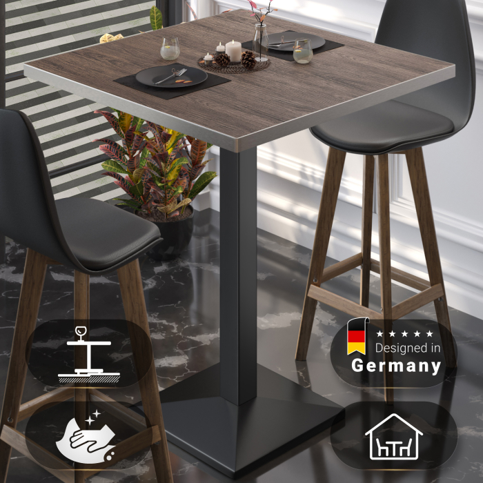 BPA | Bistro Stehtisch | 70 x 70 x 112 cm | Rustfritt stålrand | Firkantet | Lys Wenge / Svart BPA | Bistro Stehtisch | 70 x 70 x 112 cm | Rustfritt stålrand | Firkantet | Lys Wenge / Svart