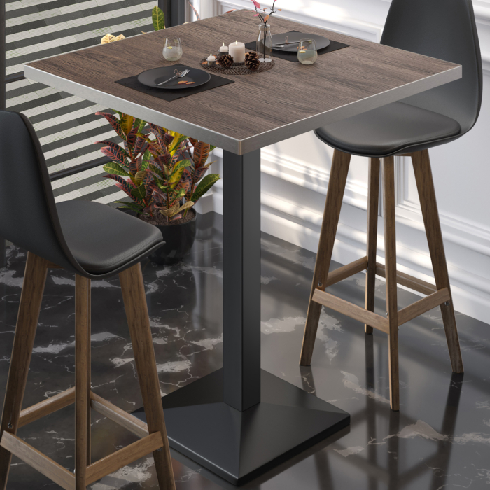 BPA | Bistro Stehtisch | 70 x 70 x 112 cm | Rustfritt stålrand | Firkantet | Lys Wenge / Svart BPA | Bistro Stehtisch | 70 x 70 x 112 cm | Rustfritt stålrand | Firkantet | Lys Wenge / Svart