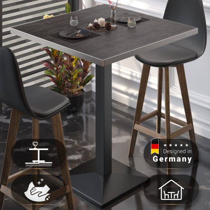 BPA | Bistro Stehtisch | 70 x 70 x 112 cm | Rustfritt stål kant | Firkantet | Wenge / Svart BPA | Bistro Stehtisch | 70 x 70 x 112 cm | Rustfritt stål kant | Firkantet | Wenge / Svart