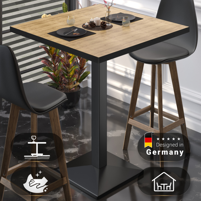 BPA | Bistro Stehtisch | 60 x 60 x 112 cm | Svart kant | Firkantet | Eik / Svart BPA | Bistro Stehtisch | 60 x 60 x 112 cm | Svart kant | Firkantet | Eik / Svart