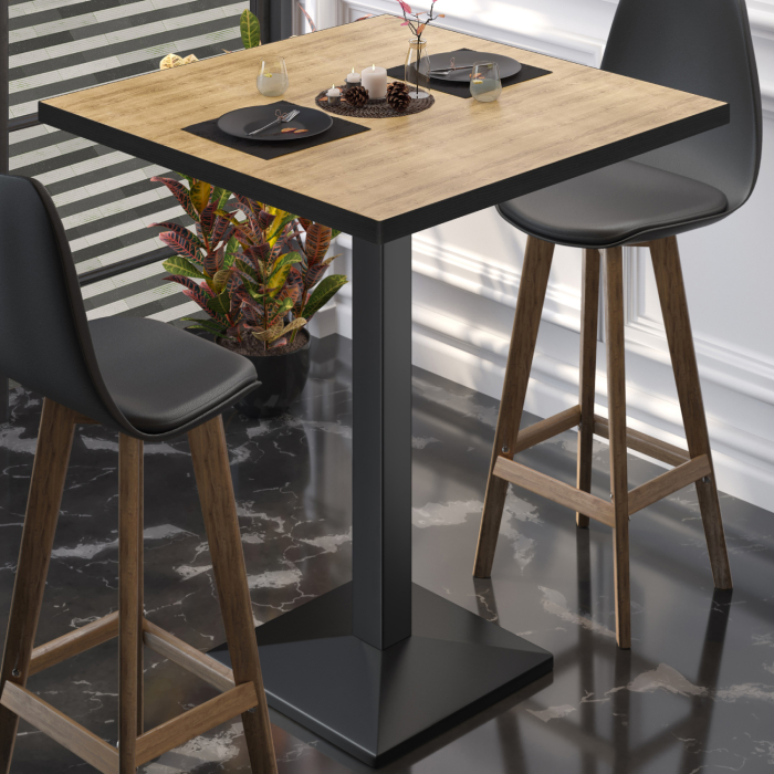 BPA | Bistro Stehtisch | 60 x 60 x 112 cm | Svart kant | Firkantet | Eik / Svart BPA | Bistro Stehtisch | 60 x 60 x 112 cm | Svart kant | Firkantet | Eik / Svart