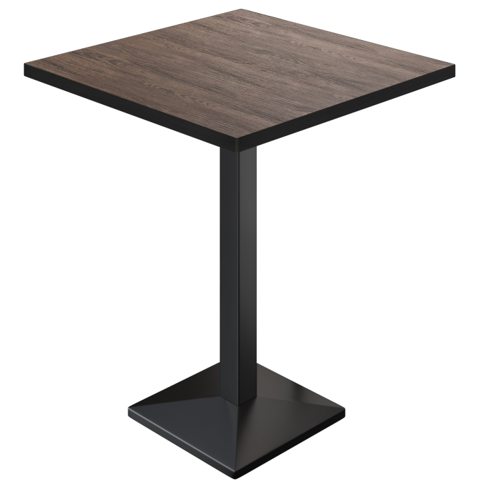 BPA | Bistro Stehtisch | 60 x 60 x 112 cm | Schwarzer Rand | Quadratisch | Light Wenge / Schwarz