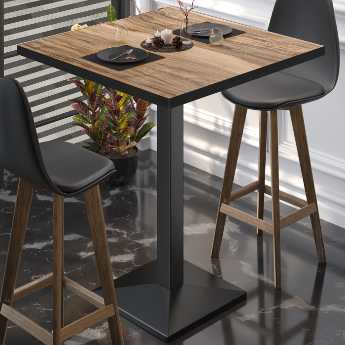 BPA | Bistro Stehtisch | 60 x 60 x 112 cm | Svart kant | Firkantet | Sheesham / Svart