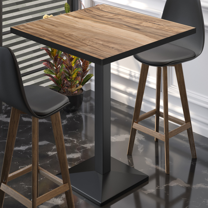 BPA | Bistro Stehtisch | 60 x 60 x 112 cm | Svart kant | Firkantet | Sheesham / Svart
