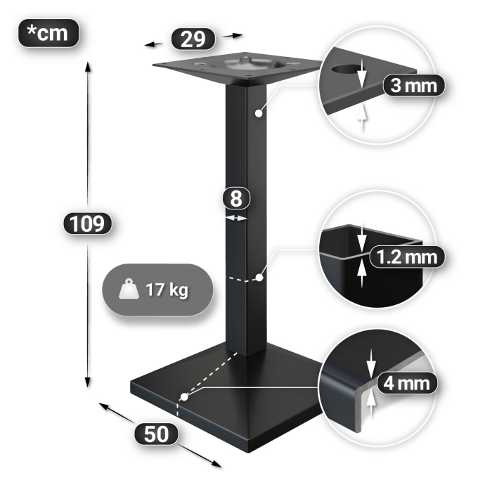BPA | Bistro Stehtisch | 60 x 60 x 112 cm | Svart kant | Firkantet | Svart marmor / Svart BPA | Bistro Stehtisch | 60 x 60 x 112 cm | Svart kant | Firkantet | Svart marmor / Svart