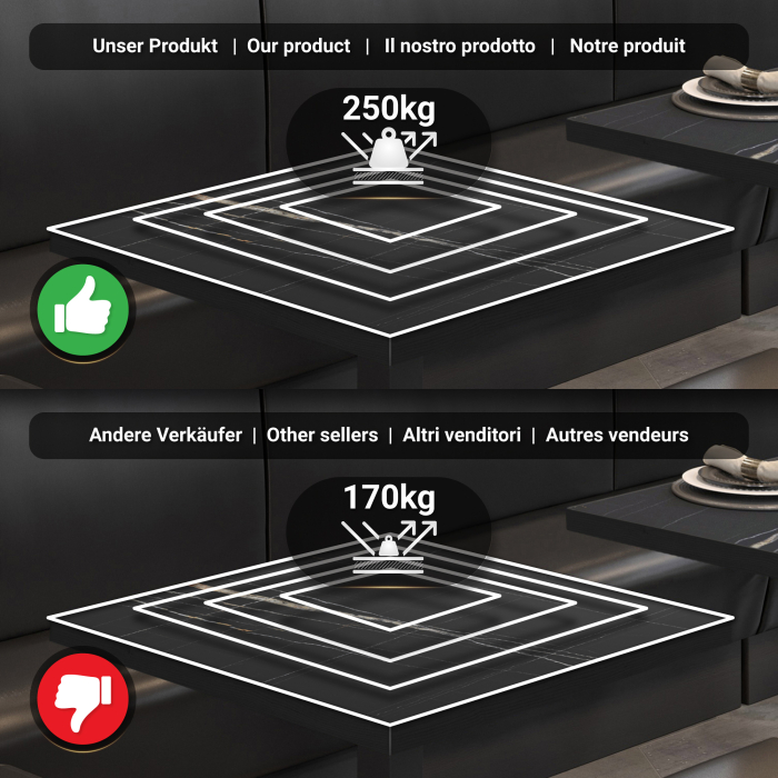 BPA | Bistro Stehtisch | 60 x 60 x 112 cm | Svart kant | Firkantet | Svart marmor / Svart BPA | Bistro Stehtisch | 60 x 60 x 112 cm | Svart kant | Firkantet | Svart marmor / Svart