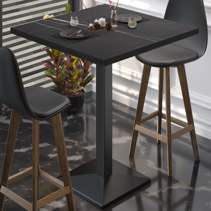 BPA | Bistro Stehtisch | 60 x 60 x 112 cm | Svart kant | Firkantet | Svart marmor / Svart BPA | Bistro Stehtisch | 60 x 60 x 112 cm | Svart kant | Firkantet | Svart marmor / Svart