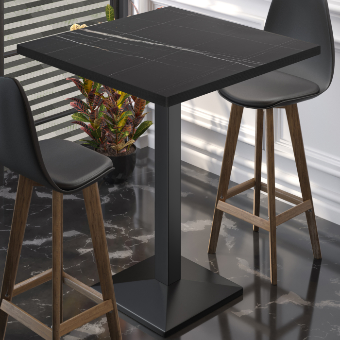 BPA | Bistro Stehtisch | 60 x 60 x 112 cm | Svart kant | Firkantet | Svart marmor / Svart BPA | Bistro Stehtisch | 60 x 60 x 112 cm | Svart kant | Firkantet | Svart marmor / Svart
