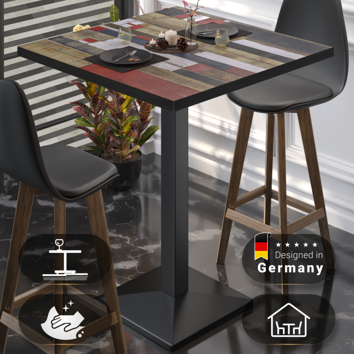 BPA | Bistro Steh Bord | 70 x 70 x 112 cm | Svart Kant | Firkantet | Vintage Fargerik / Svart BPA | Bistro Steh Bord | 70 x 70 x 112 cm | Svart Kant | Firkantet | Vintage Fargerik / Svart