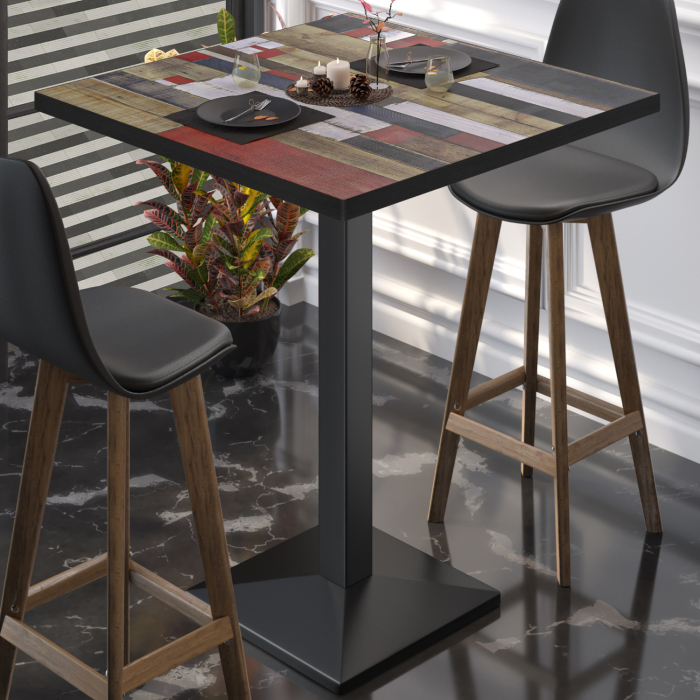 BPA | Bistro Steh Bord | 70 x 70 x 112 cm | Svart Kant | Firkantet | Vintage Fargerik / Svart BPA | Bistro Steh Bord | 70 x 70 x 112 cm | Svart Kant | Firkantet | Vintage Fargerik / Svart