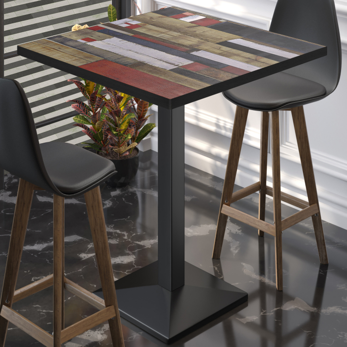BPA | Bistro Steh Bord | 70 x 70 x 112 cm | Svart Kant | Firkantet | Vintage Fargerik / Svart BPA | Bistro Steh Bord | 70 x 70 x 112 cm | Svart Kant | Firkantet | Vintage Fargerik / Svart