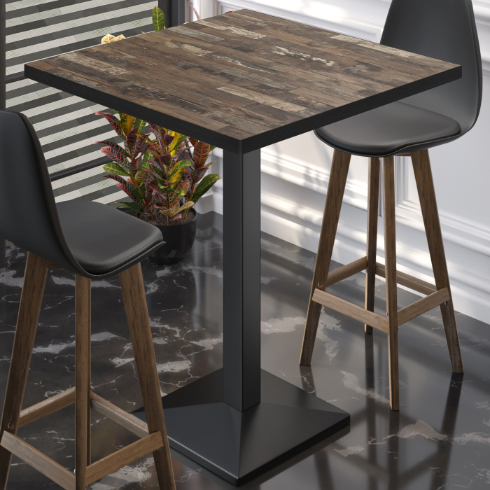 BPA | Bistro Steintisch | 70 x 70 x 112 cm | Svart kant | Kvadratisk | Vintage Old / Svart