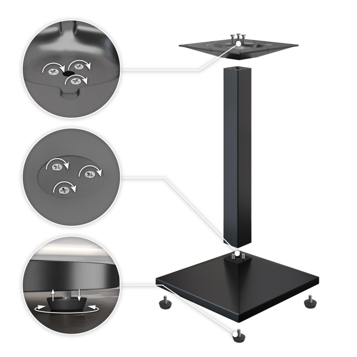 BPA | Bistro Stehtisch | 60 x 60 x 112 cm | Svart kant | Firkantet | Hvit marmor / Svart