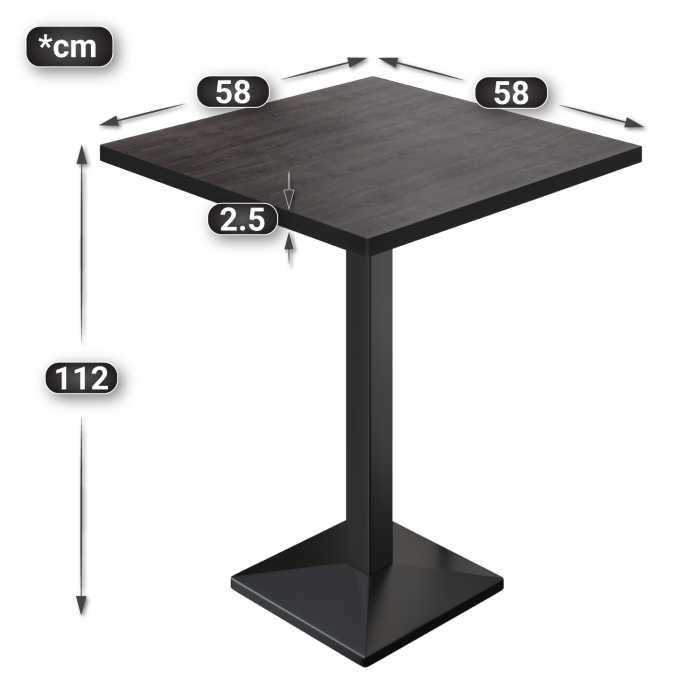 BPA | Bistro Steke bord | 60 x 60 x 112 cm | Svart kant | Firkantet | Wenge / Svart BPA | Bistro Steke bord | 60 x 60 x 112 cm | Svart kant | Firkantet | Wenge / Svart