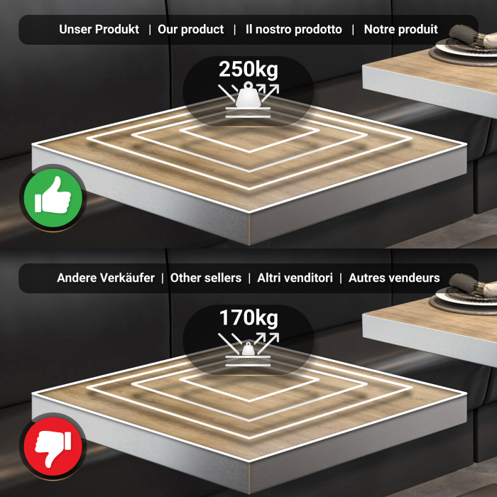 BPA | Bistro Stehbord | 70 x 70 x 114 cm | Rustfritt stål kant | Firkantet | Eik / Svart BPA | Bistro Stehbord | 70 x 70 x 114 cm | Rustfritt stål kant | Firkantet | Eik / Svart