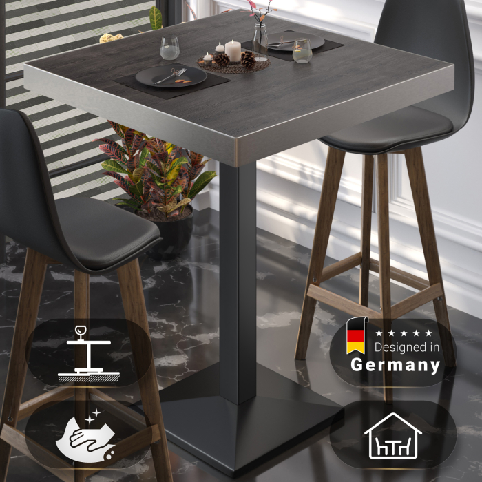 BPA | Bistro Stehtbord | 70 x 70 x 114 cm | Rustfri kant | Firkantet | Wenge / Svart