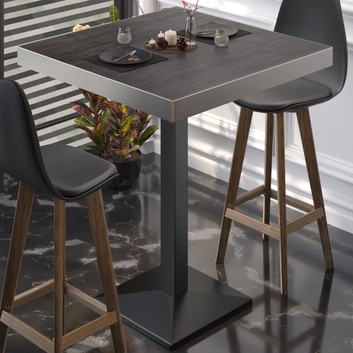 BPA | Bistro Stehtbord | 70 x 70 x 114 cm | Rustfri kant | Firkantet | Wenge / Svart