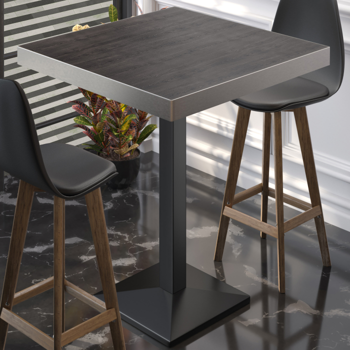 BPA | Bistro Stehtbord | 70 x 70 x 114 cm | Rustfri kant | Firkantet | Wenge / Svart