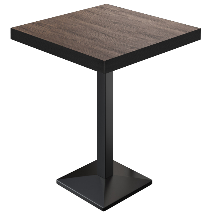 BPA | Bistro Stehtisch | 70 x 70 x 114 cm | Schwarzer Rand | Quadratisch | Light Wenge / Schwarz