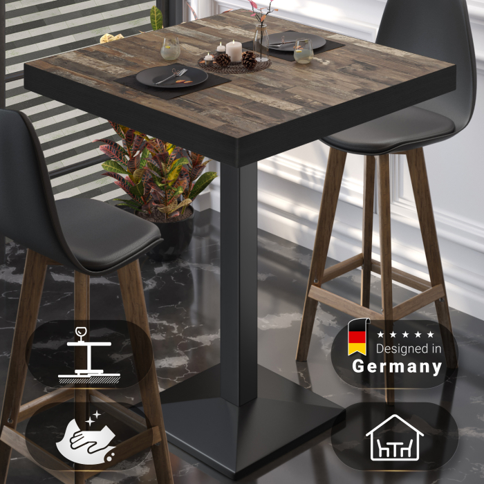 BPA | Bistro Stehtisch | 70 x 70 x 114 cm | Svart kant | Firkantet | Vintage Old / Svart BPA | Bistro Stehtisch | 70 x 70 x 114 cm | Svart kant | Firkantet | Vintage Old / Svart
