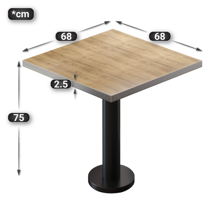 BML | Bistrobord | 70 x 70 x 74,5 cm | Firkantet | Eik / Sort BML | Bistrobord | 70 x 70 x 74,5 cm | Firkantet | Eik / Sort