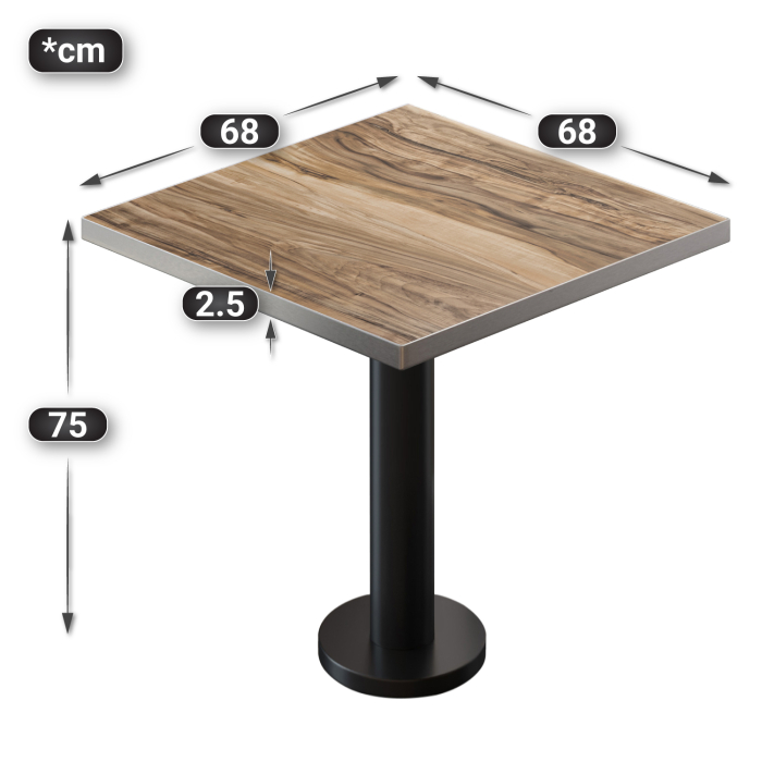 BML | Bistrobord | 70 x 70 x 74,5 cm | Firkantet | Sheesham / Svart
