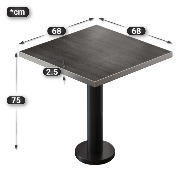 BML | Bistrobord | 70 x 70 x 74,5 cm | Firkantet | Wenge / Svart BML | Bistrobord | 70 x 70 x 74,5 cm | Firkantet | Wenge / Svart