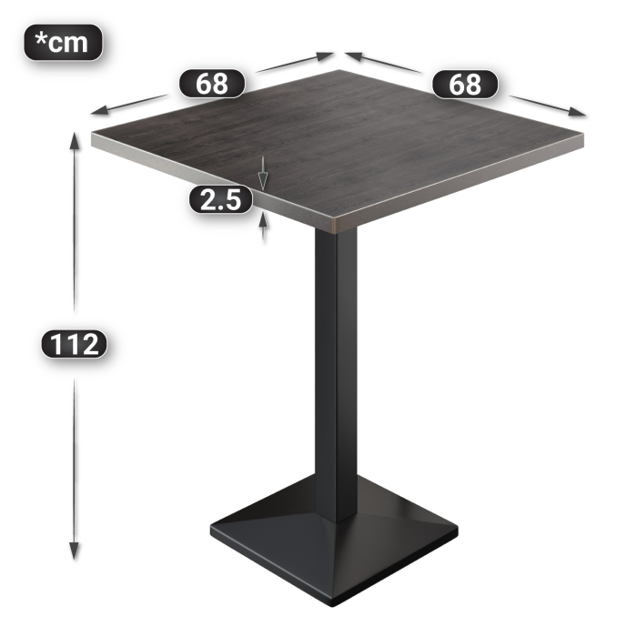 BPA | Bistro Stehtisch | 70 x 70 x 112 cm | Rustfritt stål kant | Firkantet | Wenge / Svart BPA | Bistro Stehtisch | 70 x 70 x 112 cm | Rustfritt stål kant | Firkantet | Wenge / Svart