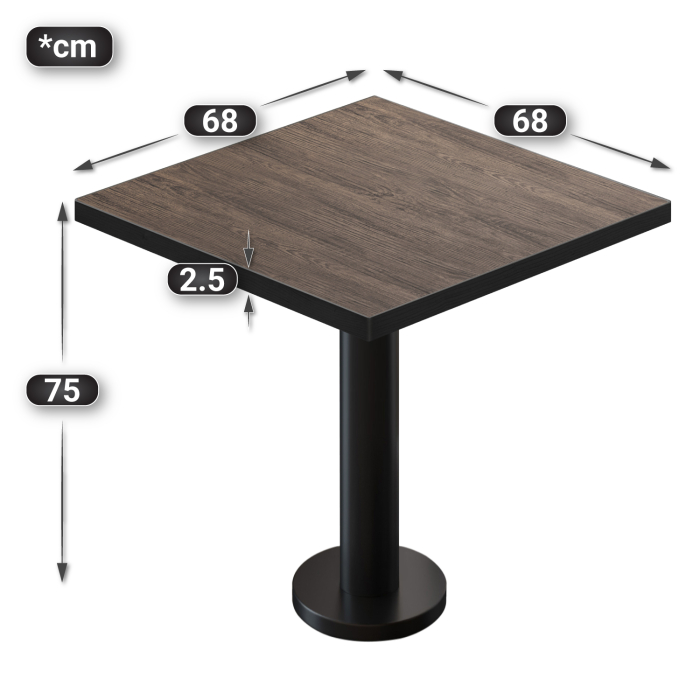 BML | Tavolo da bistrot | 70 x 70 x 74,5 cm | Quadrato | Wengé chiaro / Nero BML | Tavolo da bistrot | 70 x 70 x 74,5 cm | Quadrato | Wengé chiaro / Nero