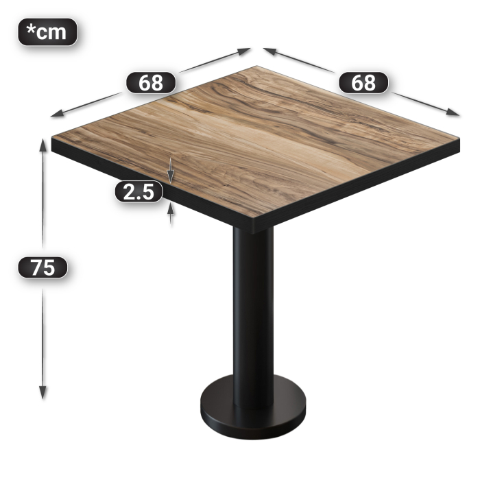 BML | Bistrobord | 70 x 70 x 74,5 cm | Firkantet | Sheesham / Svart