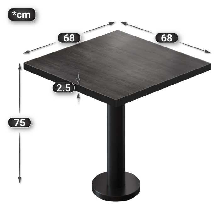 BML | Bistrobord | 70 x 70 x 74,5 cm | Firkantet | Wenge / Svart