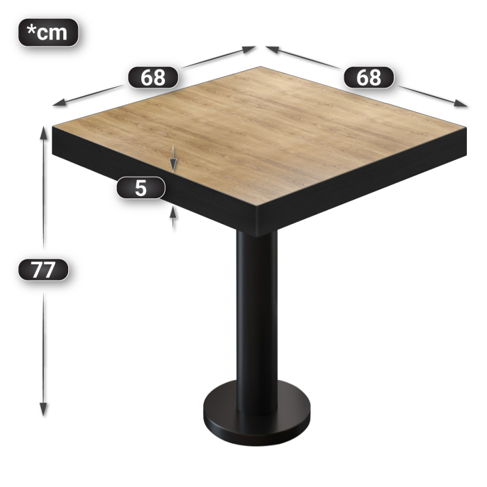 BML | Bistrobord | 70x70x77cm | Firkantet | Eik / Sort BML | Bistrobord | 70x70x77cm | Firkantet | Eik / Sort