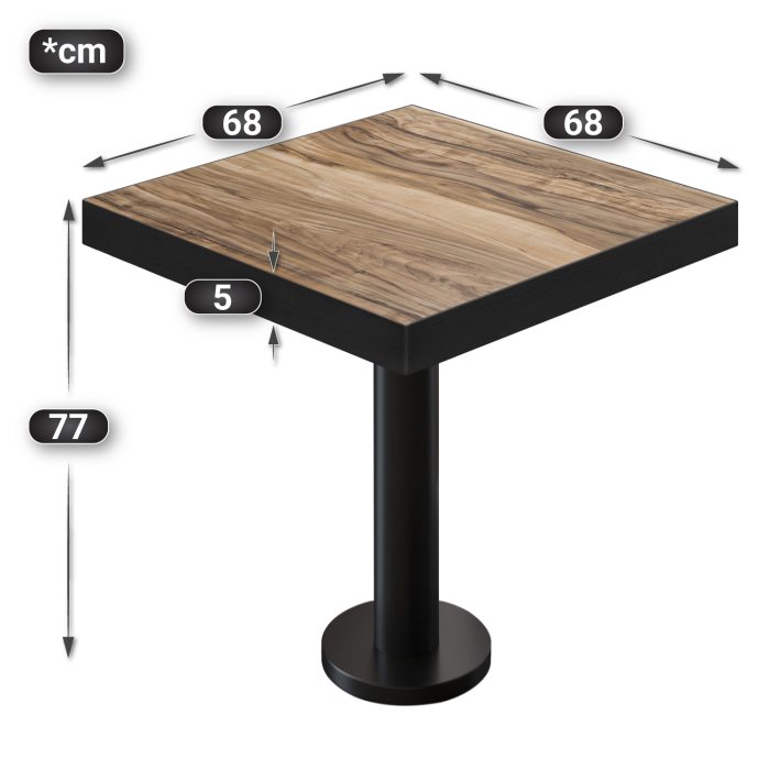 BML | Bistrobord | 70x70x77cm | Firkantet | Sheesham / Svart BML | Bistrobord | 70x70x77cm | Firkantet | Sheesham / Svart