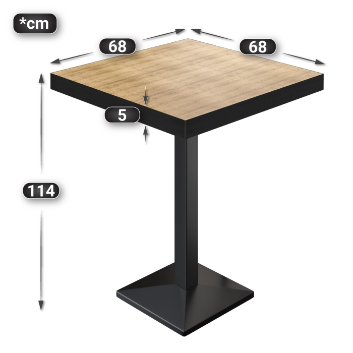 BPA | Bistro Stehtabell | 70 x 70 x 114 cm | Svart kant | Firkantet | Eik / Svart BPA | Bistro Stehtabell | 70 x 70 x 114 cm | Svart kant | Firkantet | Eik / Svart