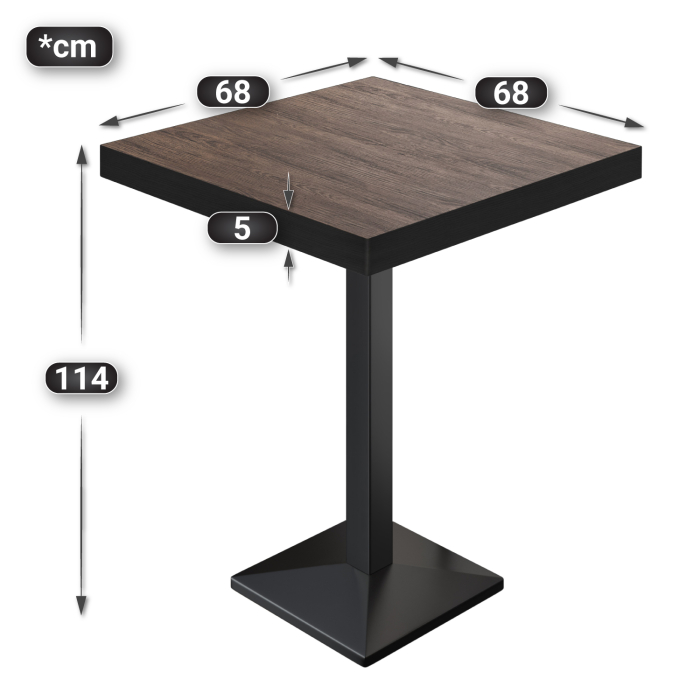 BPA | Bistro Stehtisch | 70 x 70 x 114 cm | Svart kant | Firkantet | Lys Wenge / Svart BPA | Bistro Stehtisch | 70 x 70 x 114 cm | Svart kant | Firkantet | Lys Wenge / Svart