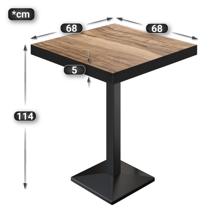 BPA | Bistro Ståbord | 70 x 70 x 114 cm | Svart kant | Kvadratisk | Sheesham / Svart BPA | Bistro Ståbord | 70 x 70 x 114 cm | Svart kant | Kvadratisk | Sheesham / Svart