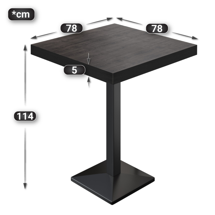 BPA | Bistro Stehtbord | 80 x 80 x 114 cm | Svart kant | Firkantet | Wenge / Svart BPA | Bistro Stehtbord | 80 x 80 x 114 cm | Svart kant | Firkantet | Wenge / Svart