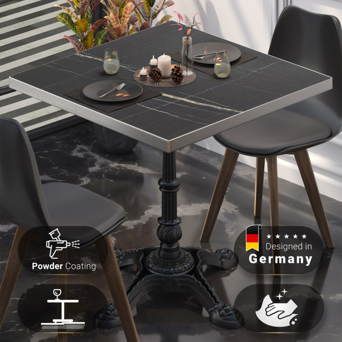 BPR | Bistrobord | 70 x 70 x 74,5 cm | Firkantet | Svart marmor/svart BPR | Bistrobord | 70 x 70 x 74,5 cm | Firkantet | Svart marmor/svart