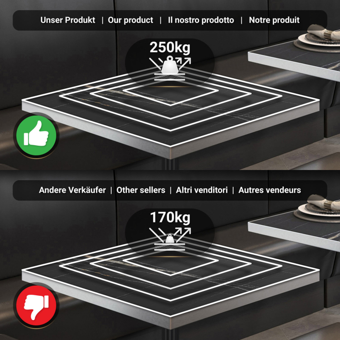 BPR | Bistrobord | 70 x 70 x 74,5 cm | Firkantet | Svart marmor/svart BPR | Bistrobord | 70 x 70 x 74,5 cm | Firkantet | Svart marmor/svart
