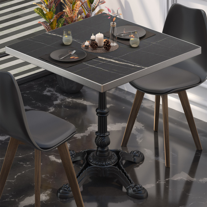 BPR | Bistrobord | 70 x 70 x 74,5 cm | Firkantet | Svart marmor/svart BPR | Bistrobord | 70 x 70 x 74,5 cm | Firkantet | Svart marmor/svart