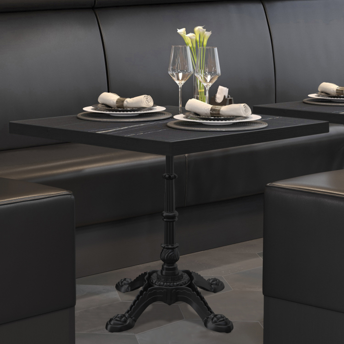 BPR | Bistrobord | 70 x 70 x 74,5 cm | Firkantet | Svart marmor/svart