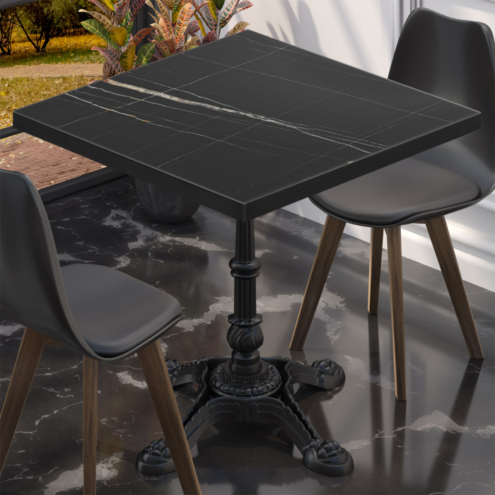 BPR | Bistrobord | 70 x 70 x 74,5 cm | Firkantet | Svart marmor/svart