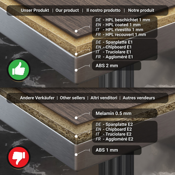 BPR | Bistrobord | 70x70x77cm | Firkantet | Lys Wenge / Svart BPR | Bistrobord | 70x70x77cm | Firkantet | Lys Wenge / Svart